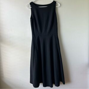 Banana Republic Wool Midi A-line Swing Black Dress Sleeveless Classic LBD 6 S
